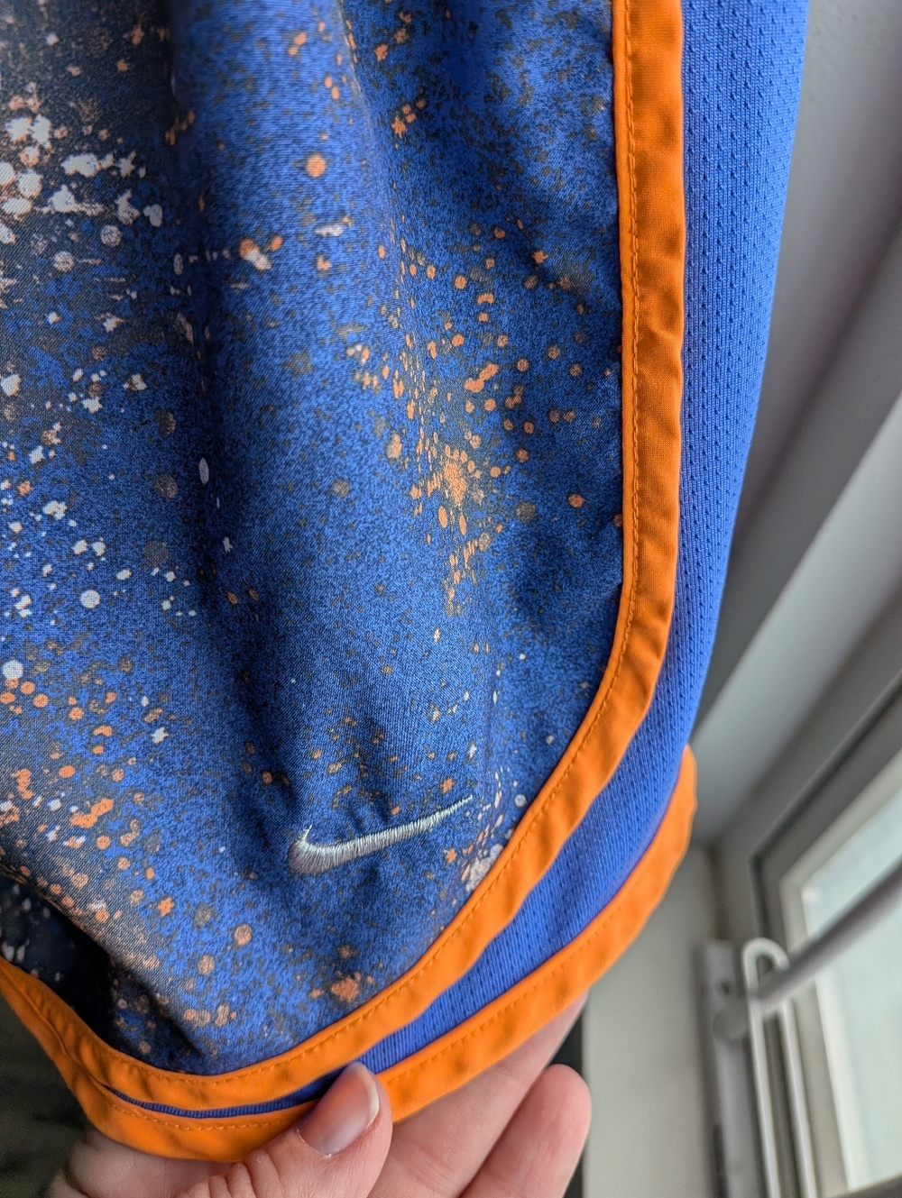 *3 For $20*Nike Dri-FIT Tempo Running Shorts Blue Orange Paint Splatter Print XS